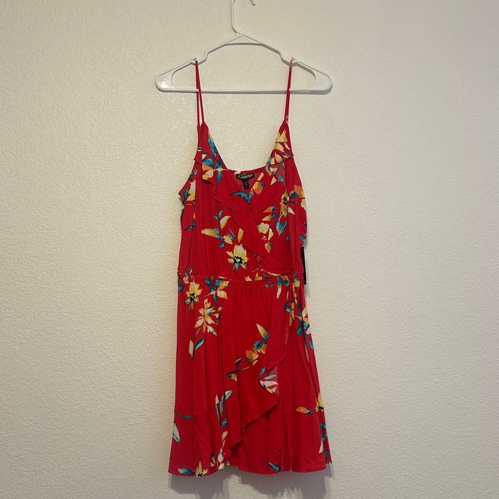 Express Red Floral Mini Dress